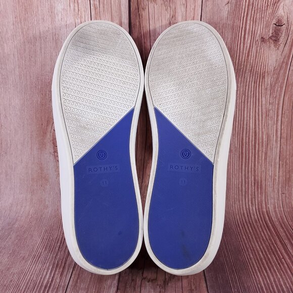 Rothys Womens Size 11 The Original Slip On Sneakers Navy Blue Knit Shoes - Picture 14 of 15